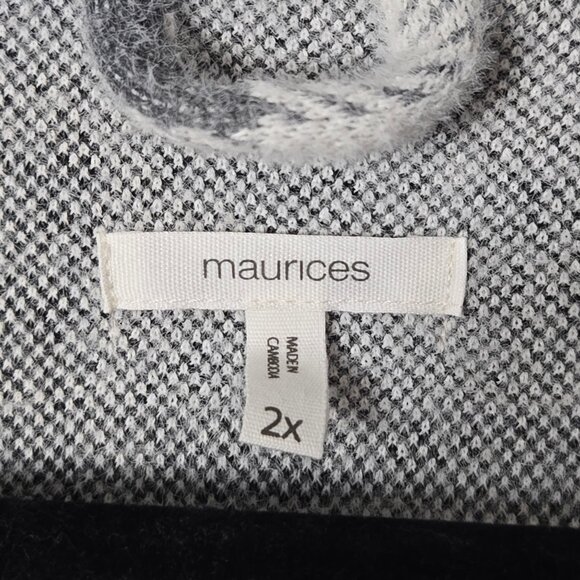 Maurices Size 2X Plaid Fleece Gray Button-Up Shirt Jacket Shacket - Picture 6 of 9